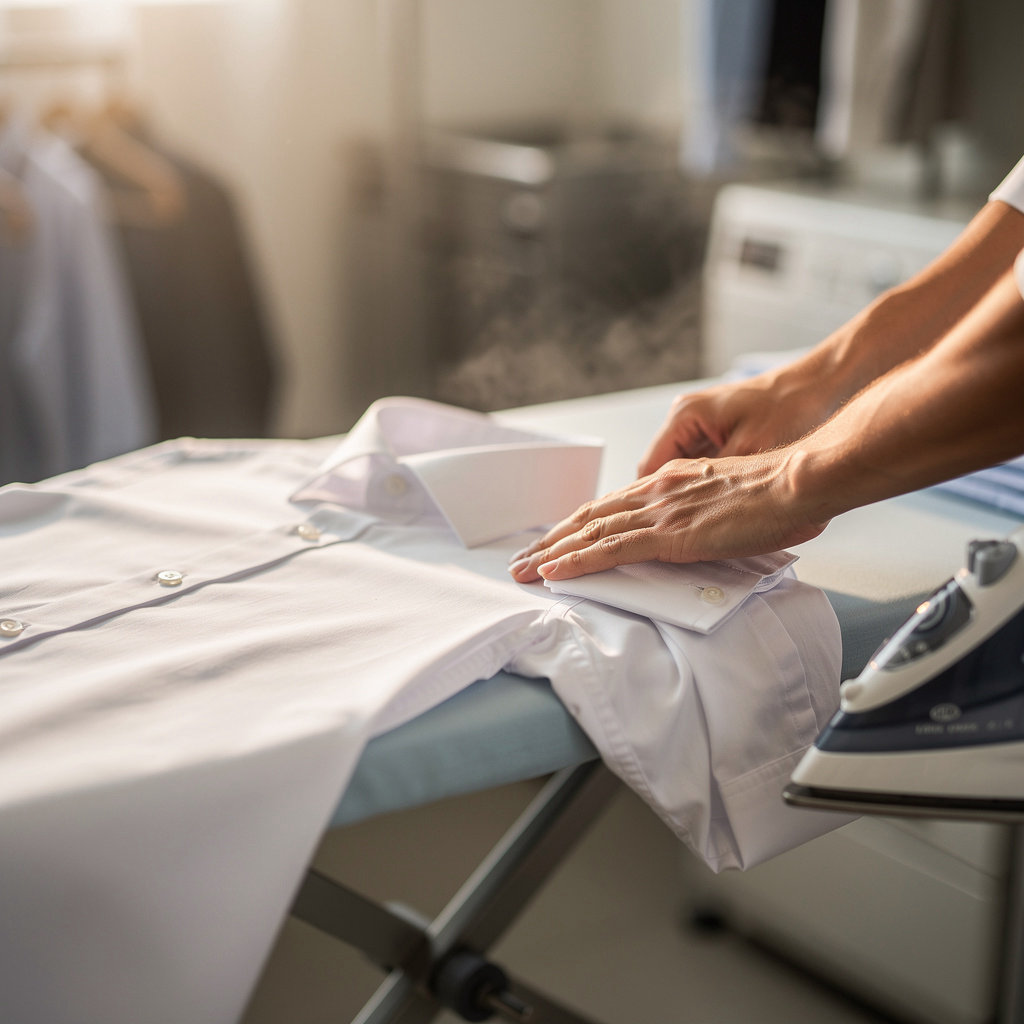 New Life Cleaners and Laundry team member providing meticulous care for laundry and dry cleaning services in San Diego